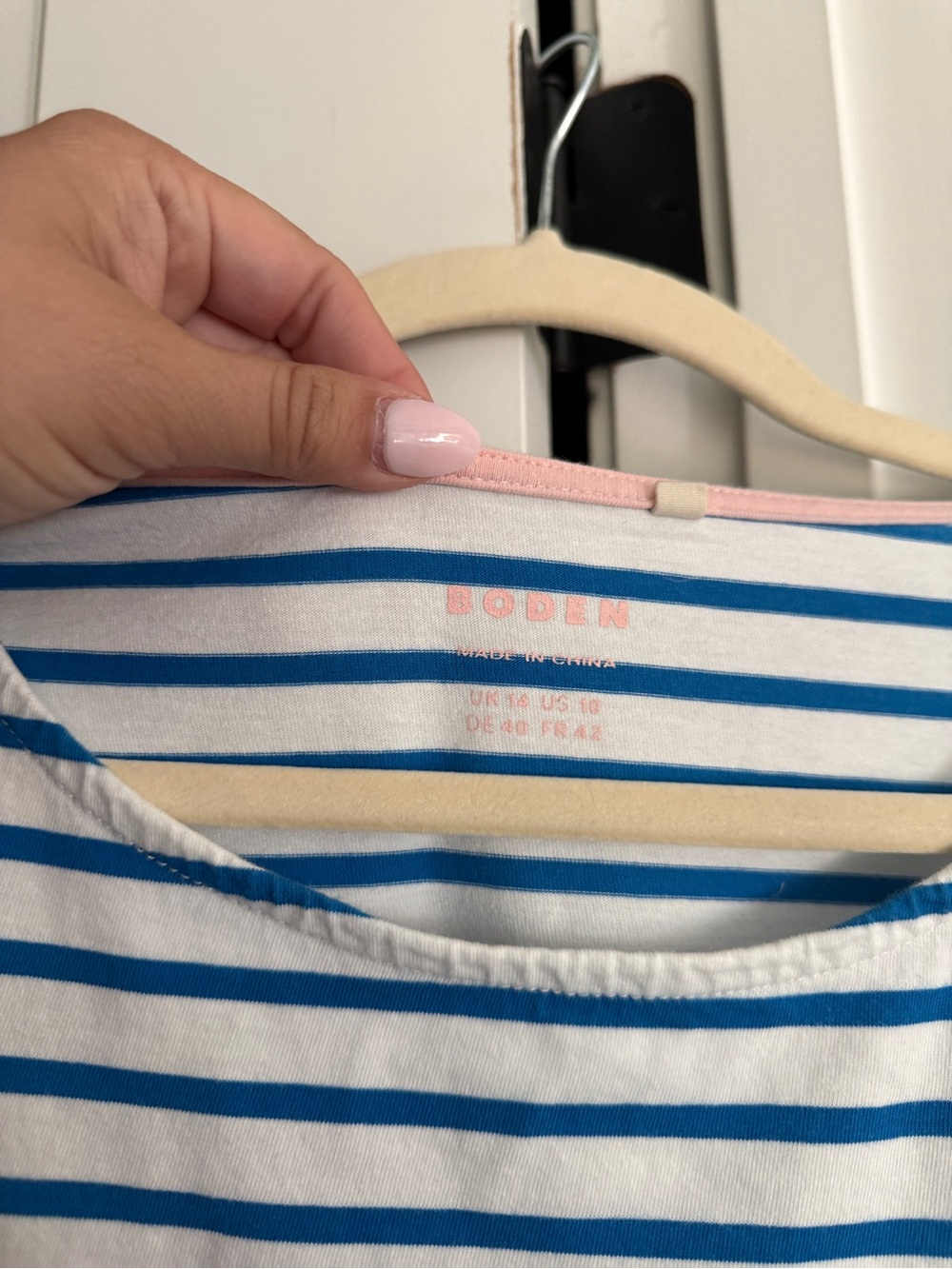 Boden Ella Long Sleeve Breton-Navy striped top - Picture 3 of 5